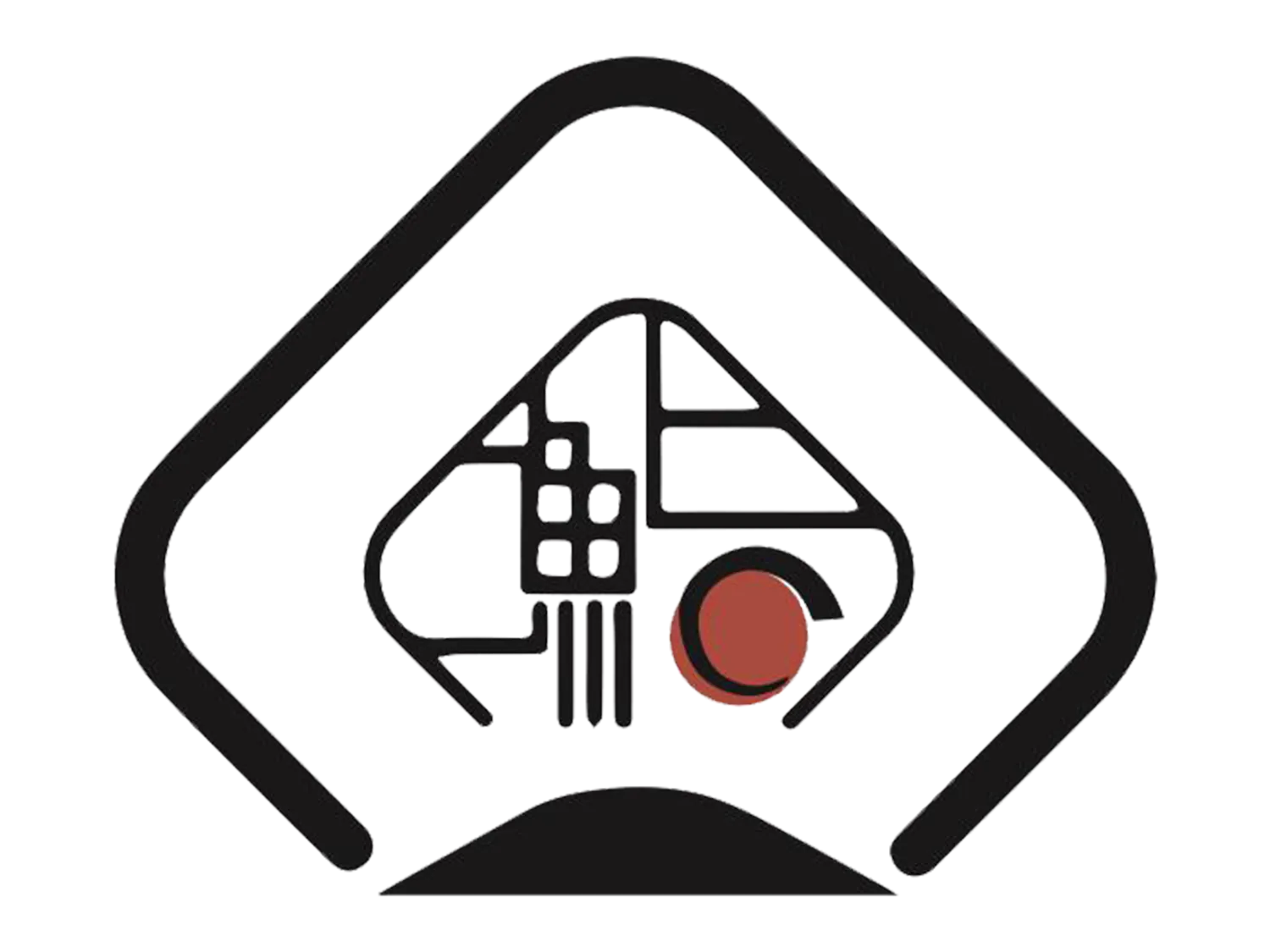 Minimalist sushi logo with black and red design elements